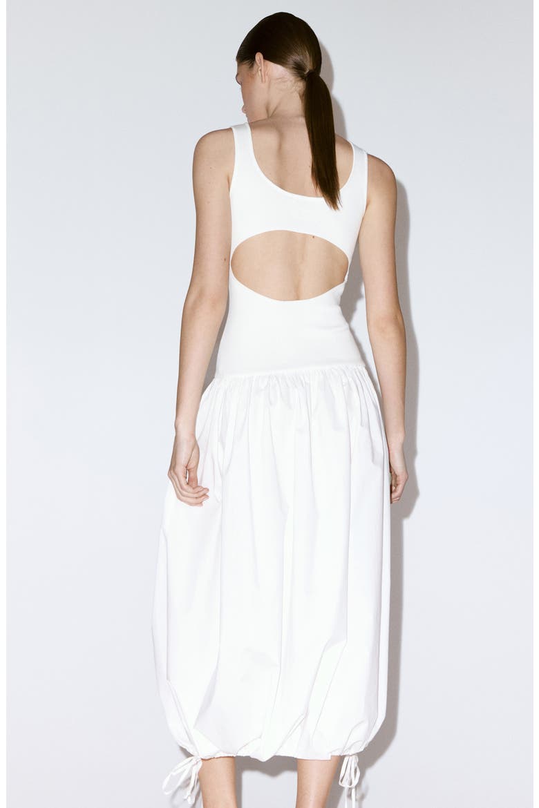 Flared Cotton Midi Dress, Alternate, color, WHITE
