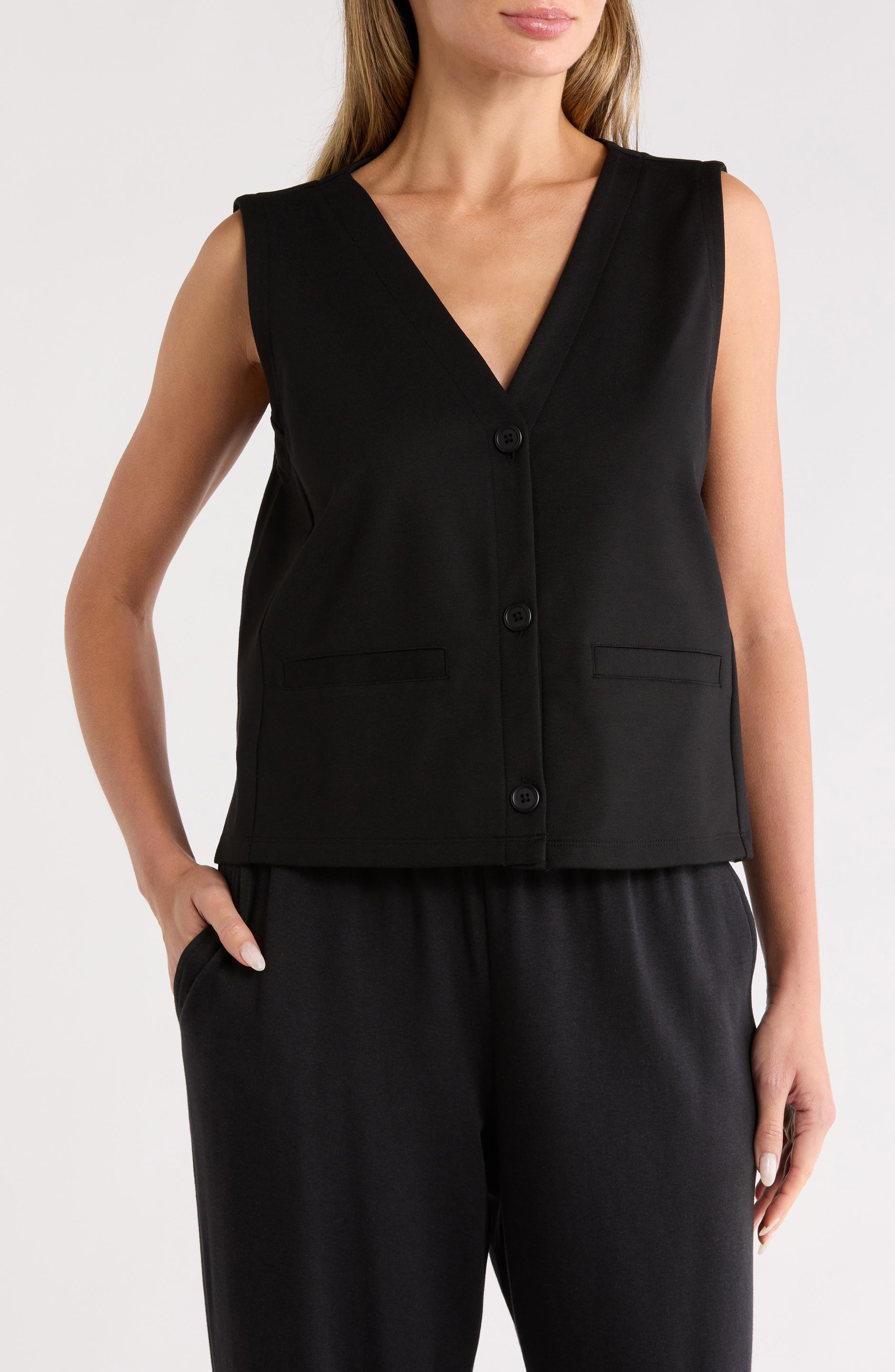 Eileen Fisher V-Neck Button Front Vest