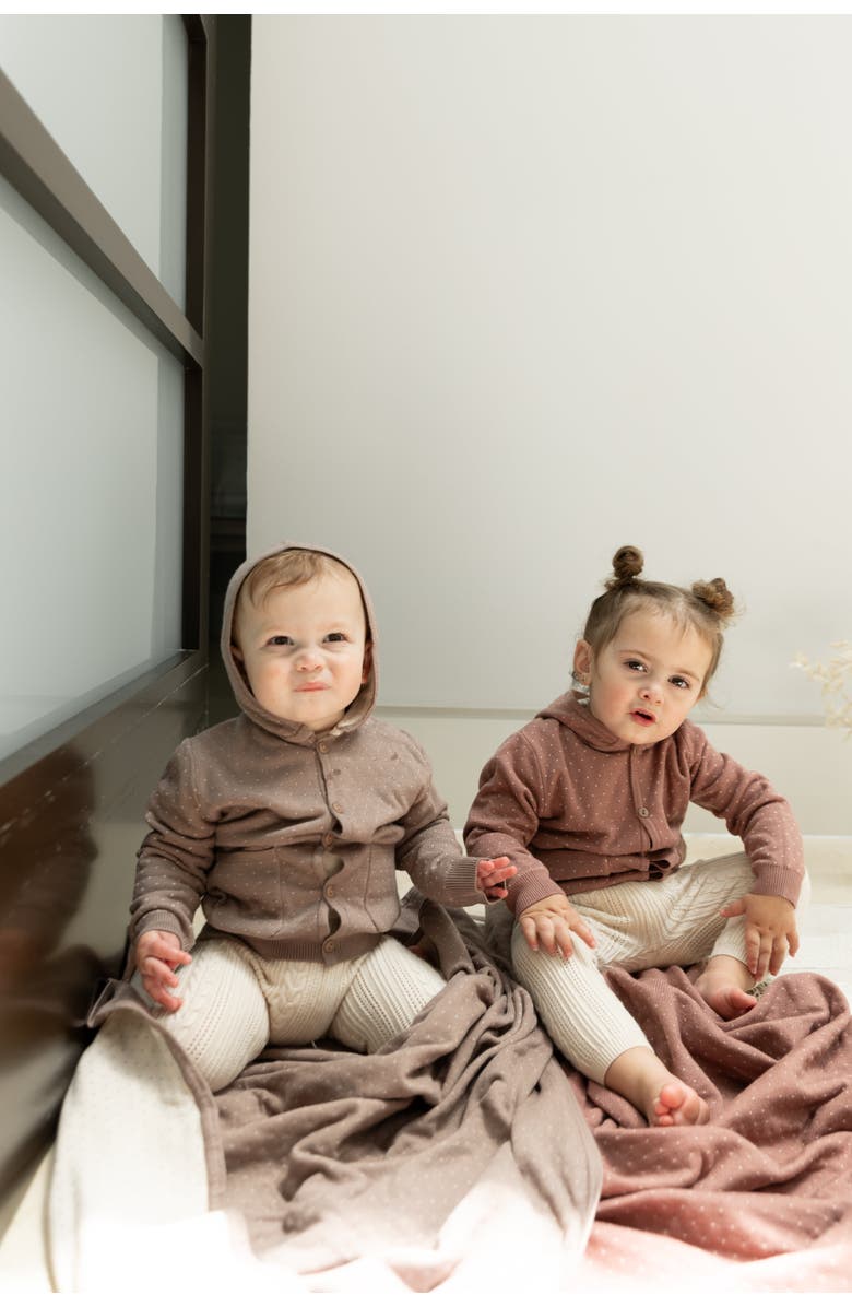 Bebe Bella Knitted Hooded Jacket with Patch Pockets, Alternate, color, Mink/Dark Almond