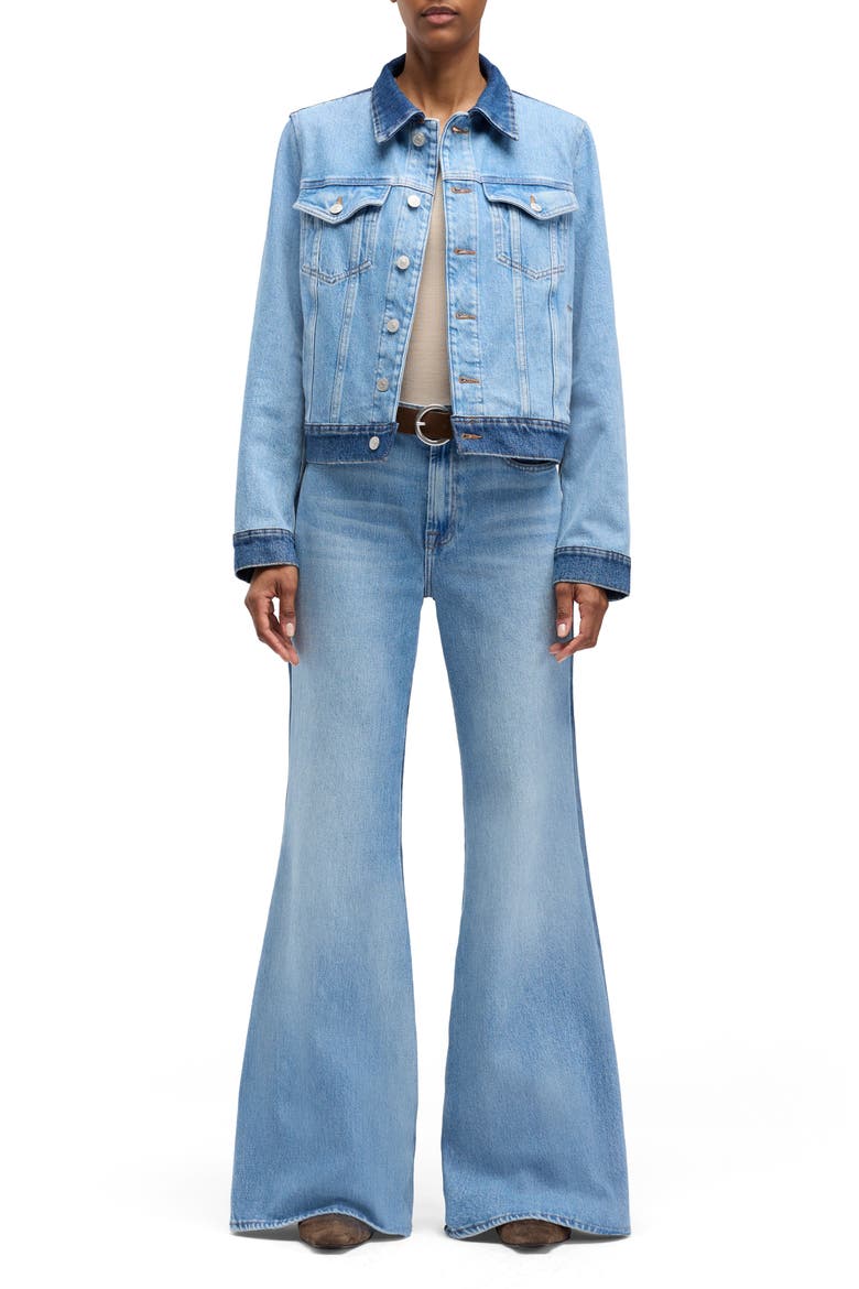 Retro Two Tone High Waist Flare Wide Leg Jeans, Alternate, color, JOKER