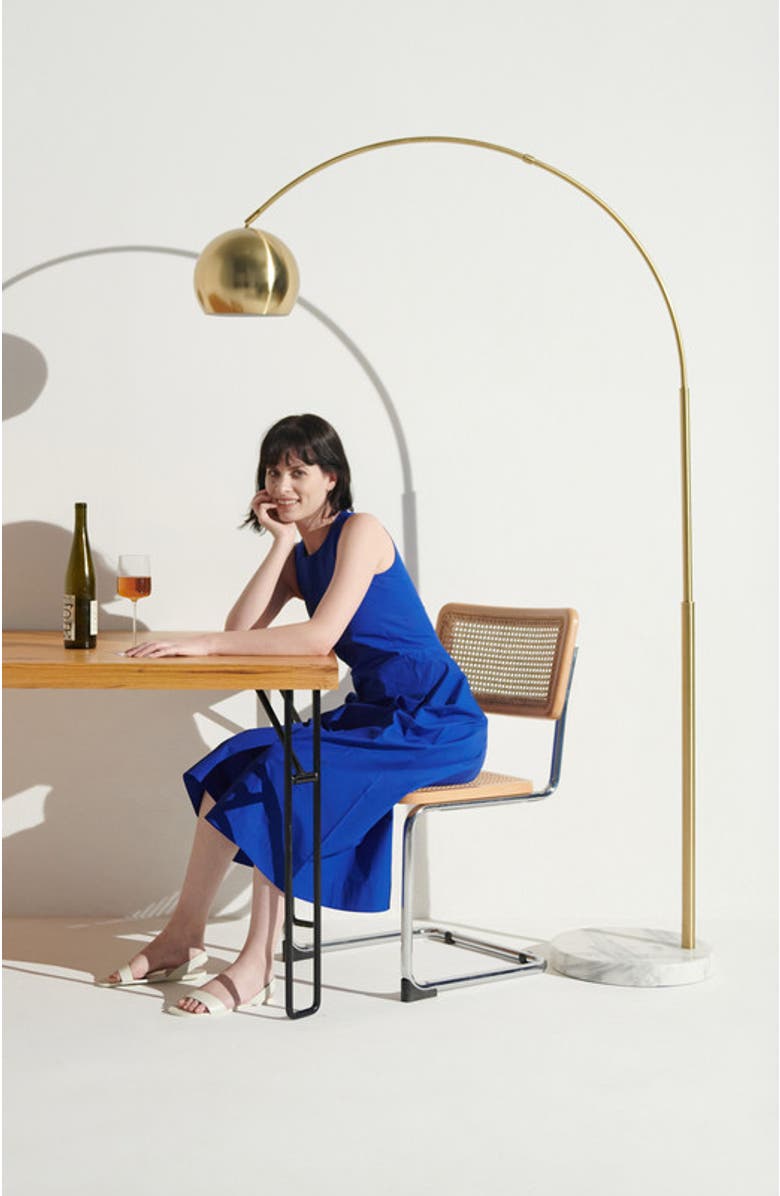 Brightech Olivia 75" Adjustable LED Floor Lamp with Metal Bowl Shade and Marble Base, Bulb Included, Alternate, color, Polished Brass