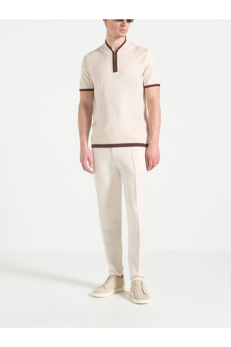 Clement Crew Neck Zip Polo Shirt, Main, color, Cream