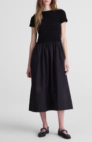 Madewell Smocked Boatneck Midi Dress