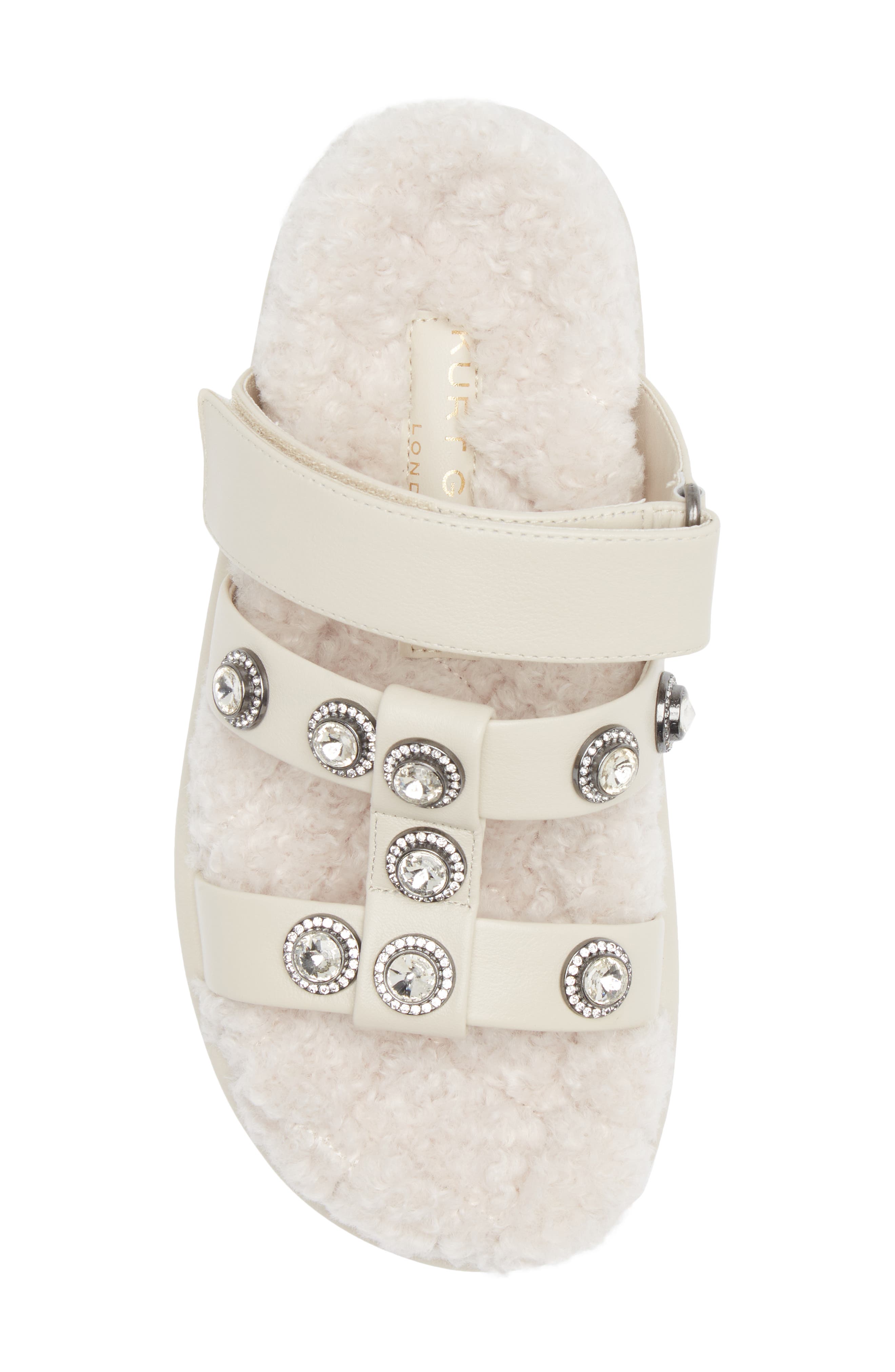 Kurt Geiger London Orson Faux Fur Crystal Slide Sandal, Alternate, color, 