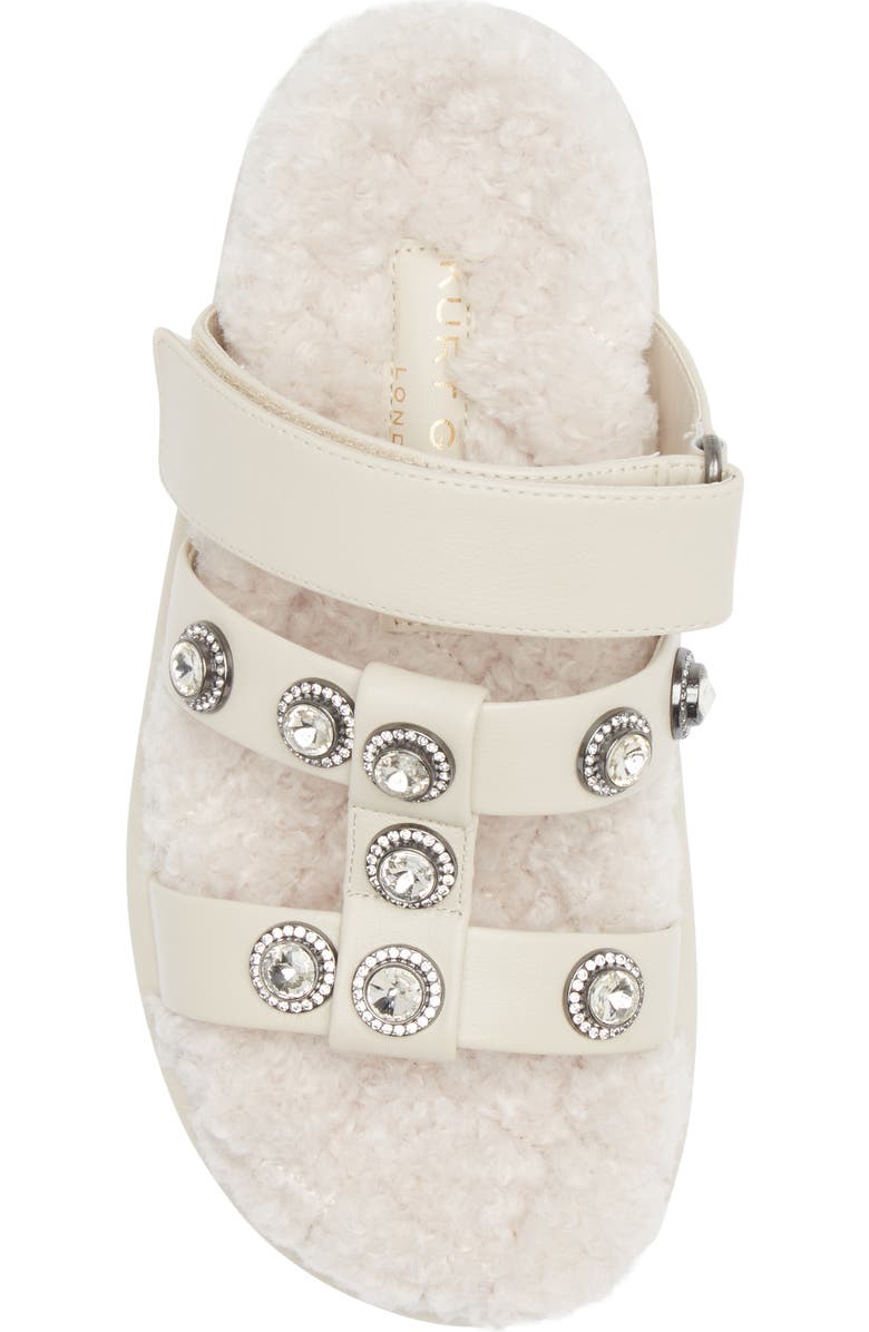 Kurt Geiger London Orson Faux Fur Crystal Slide Sandal, Alternate, color,