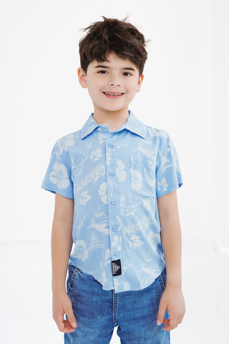 Short Sleeve Button Down Shirt, Alternate, color, Megalodon Sky Blue