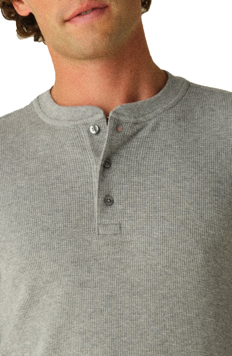 Fair Harbor Hudson Organic Cotton Blend Waffle Henley, Alternate, color, Heather Grey