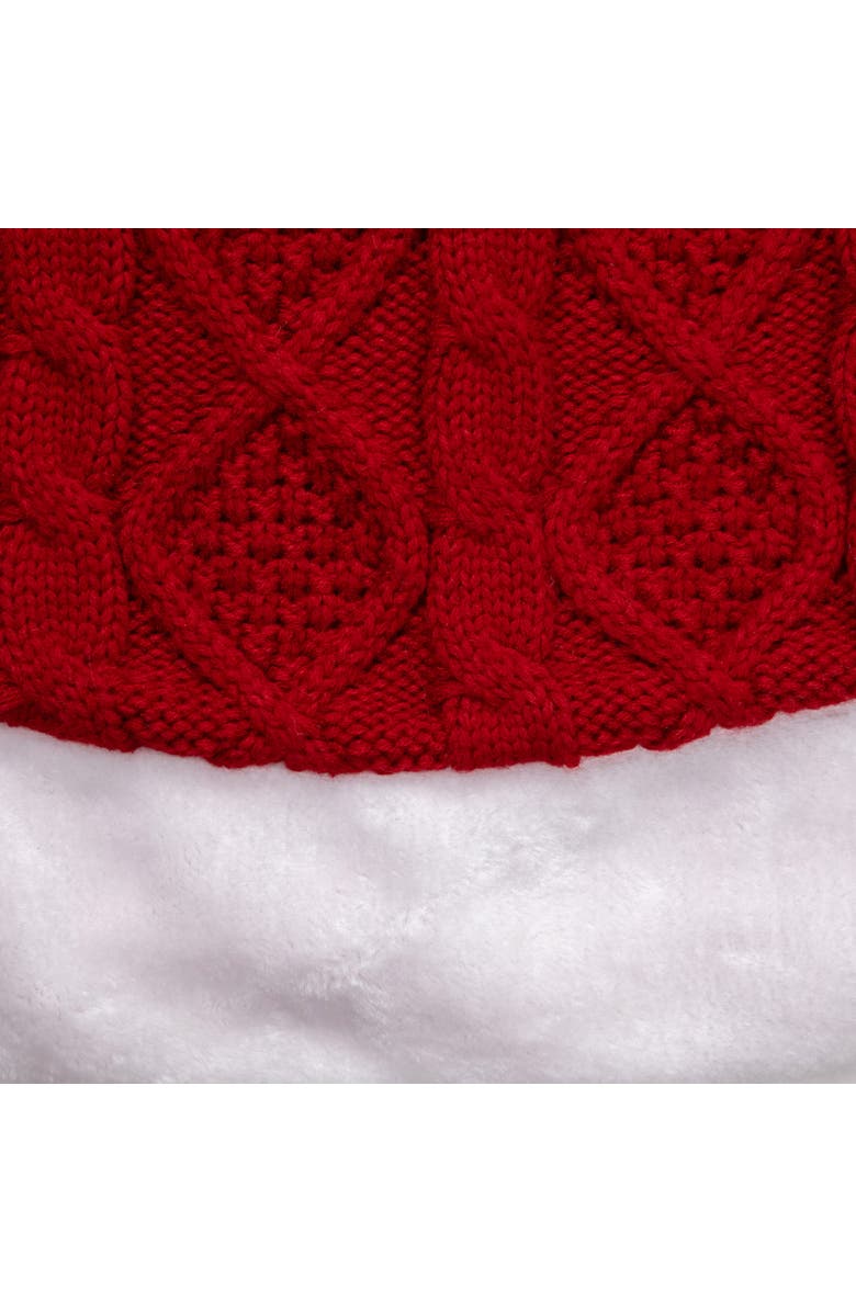 Northlight Cable Knit Christmas Tree Skirt - 48" - Red and White, Alternate, color, Red