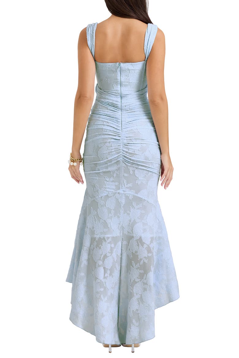 Cesca Floral Ruched High-Low Corset Dress, Alternate, color, SKYRIDE