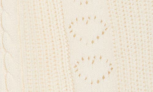 Vigoss Cotton Blend Cable Knit Twofer Cardigan In Neutral