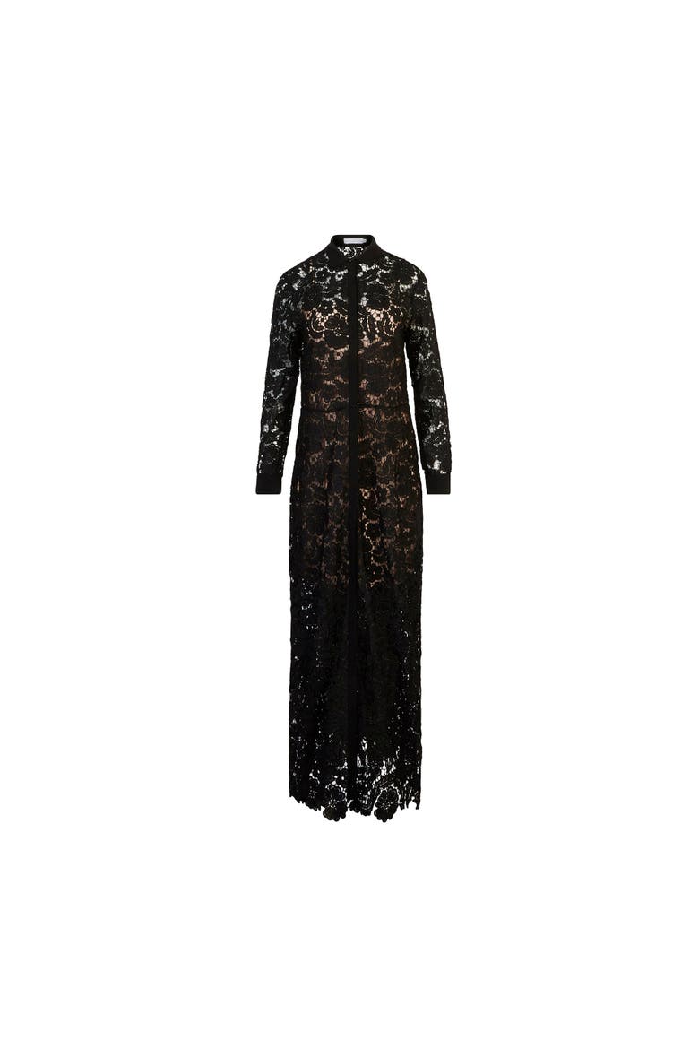 Violeta Semi-Sheer Floral Lace Long Dress, Alternate, color, White