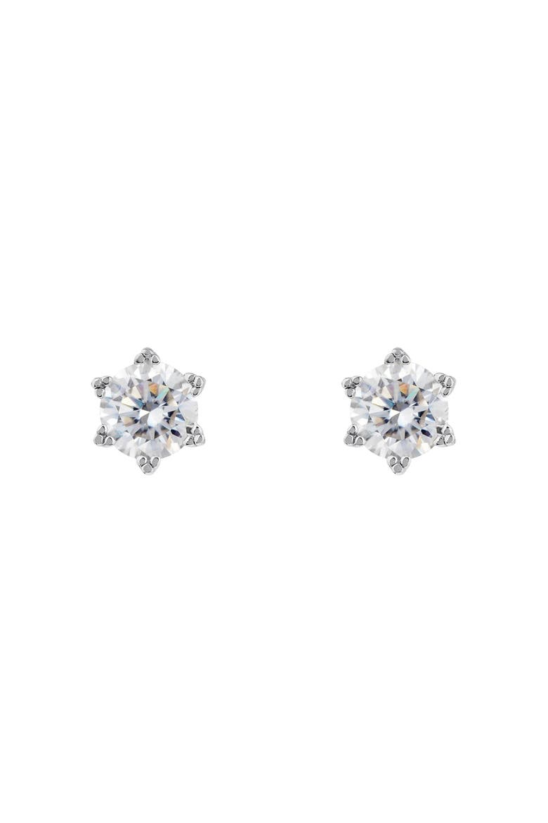 Moissanite Solitaire Diamond Earrings, Main, color, Silver