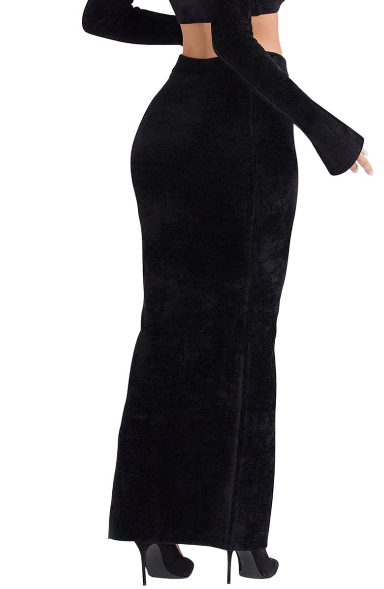 HOUSE OF CB Rene Chenille Maxi Skirt, Alternate, color, Black