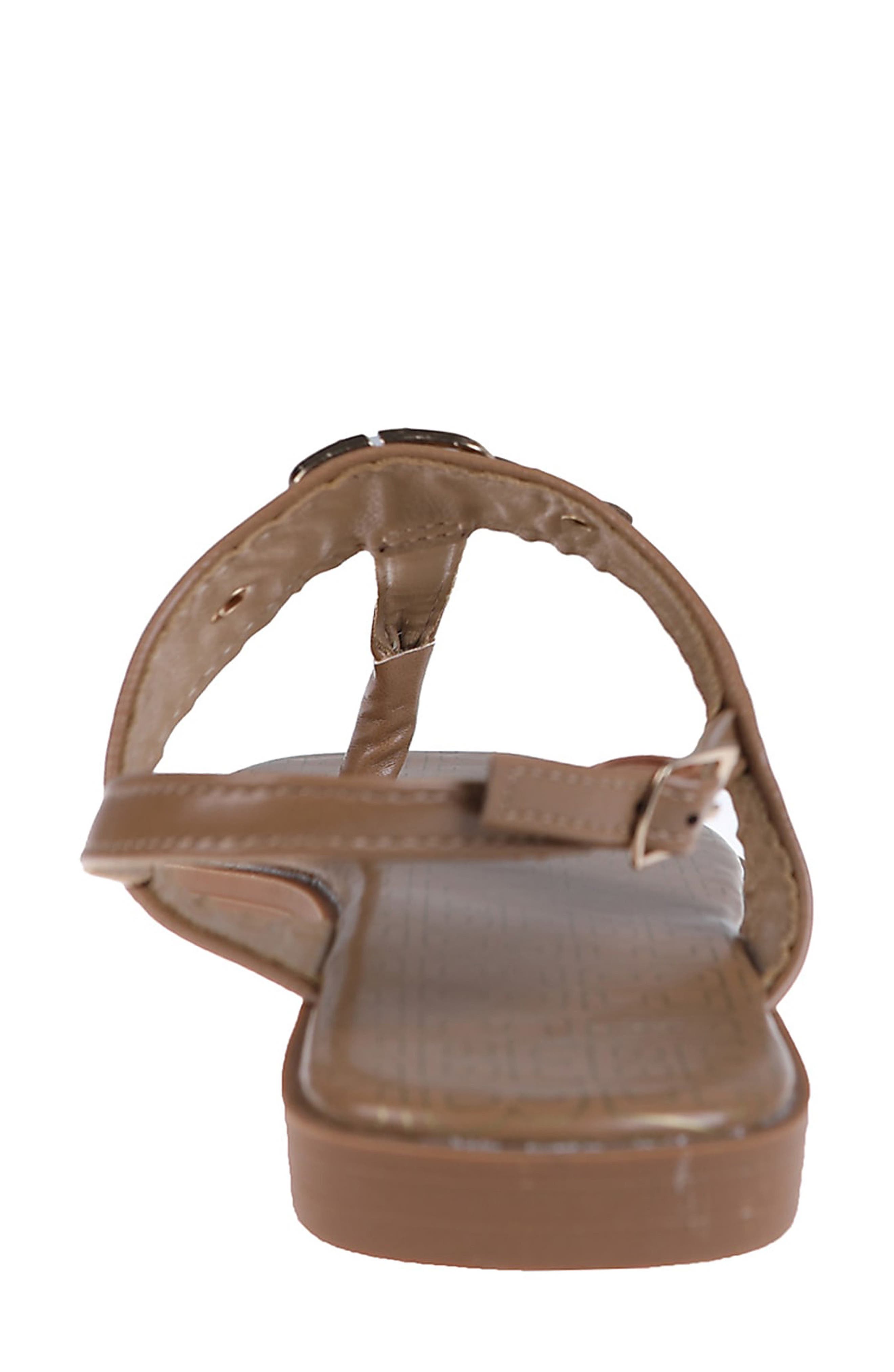 bebe Logo Toe Post Sandal, Alternate, color, Tan