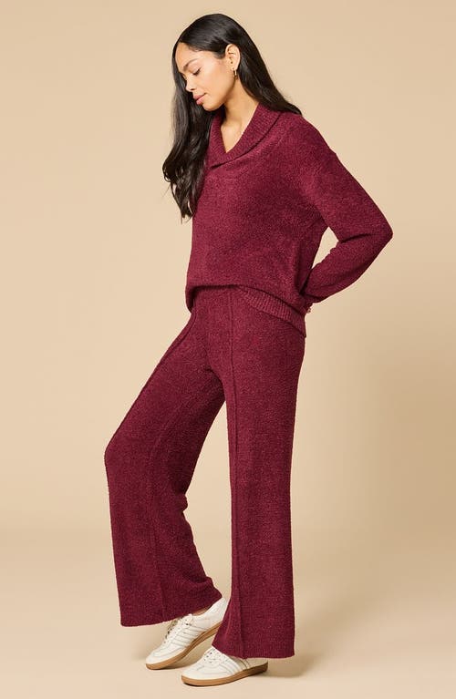 Softies Ultra-marshmallow Shawl Collar With Pintuck Pant In Burgundy