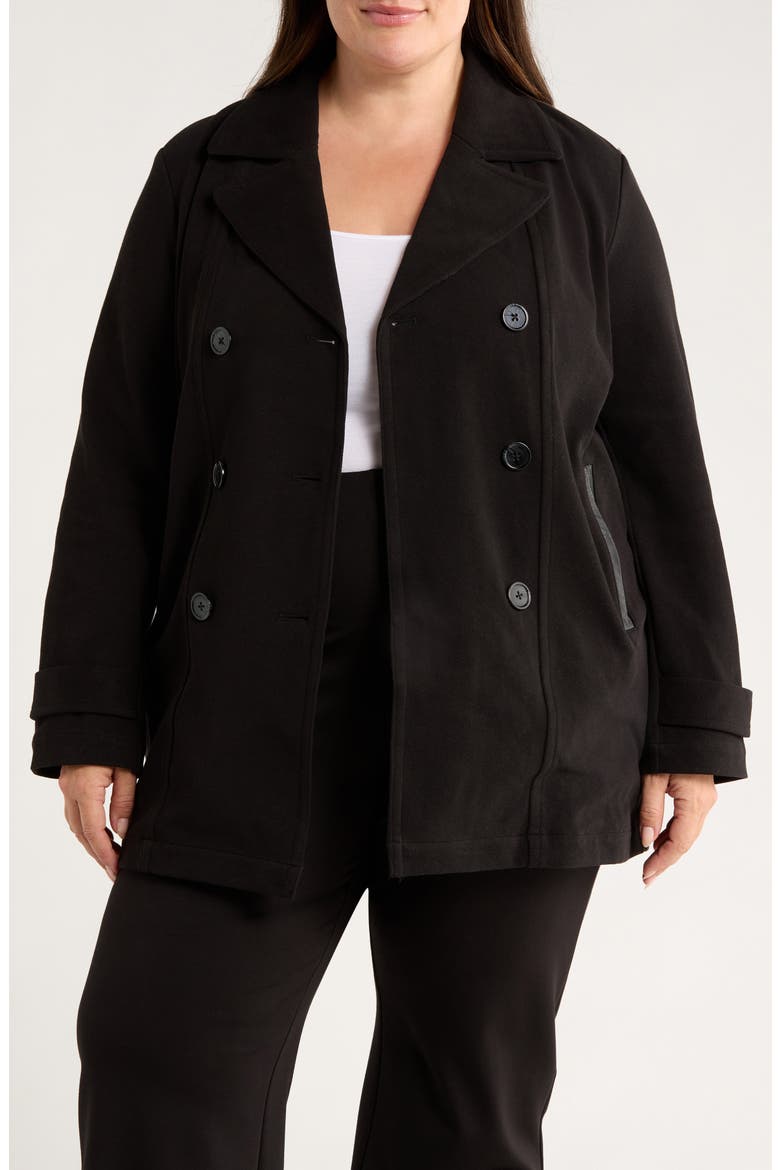 Alma Calvary Stretch Cotton Twill Peacoat, Main, color, BLACK