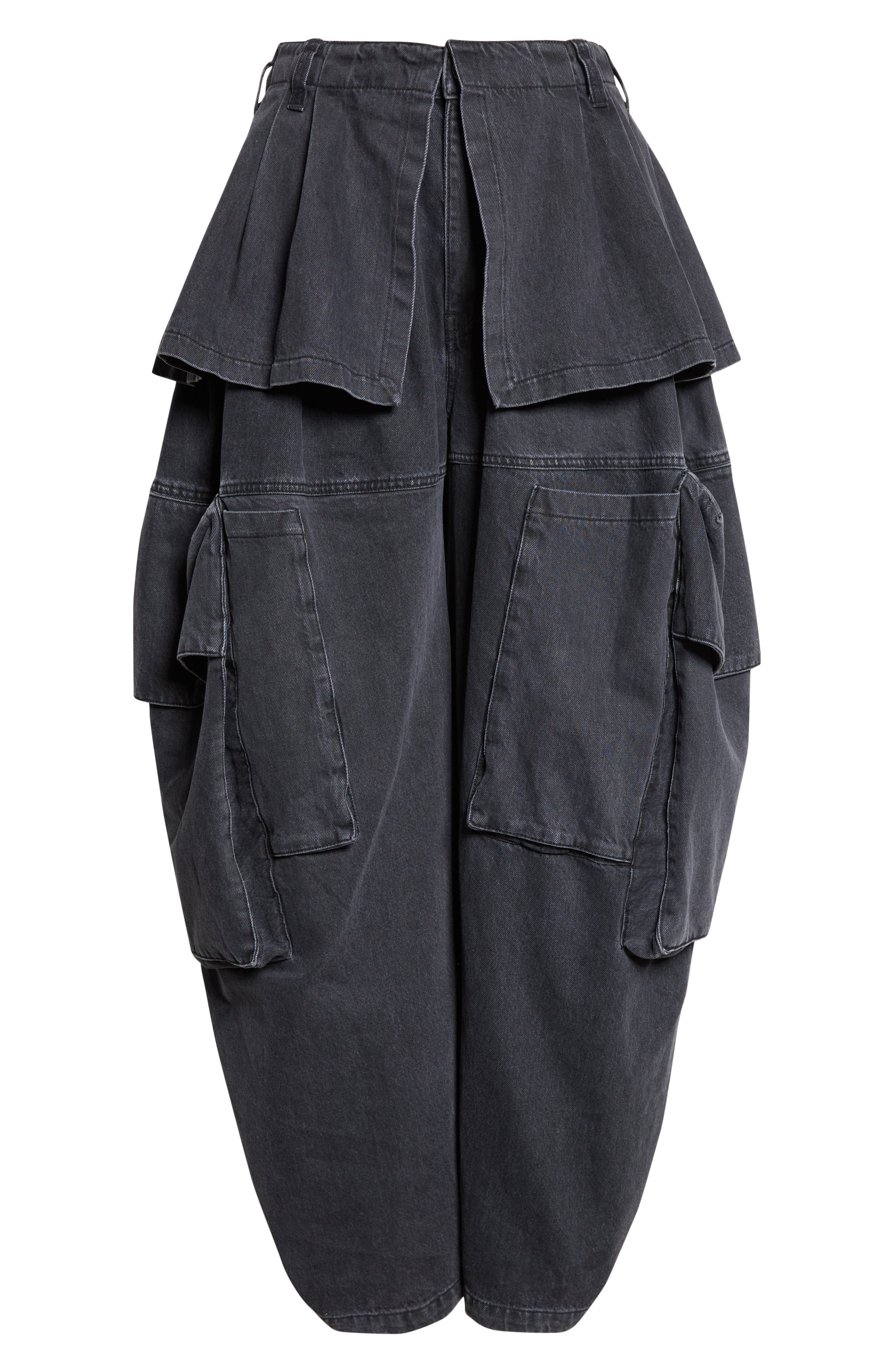 Hazel Skirt Panel Oversize Denim Cargo Pants (Women) | Nordstrom