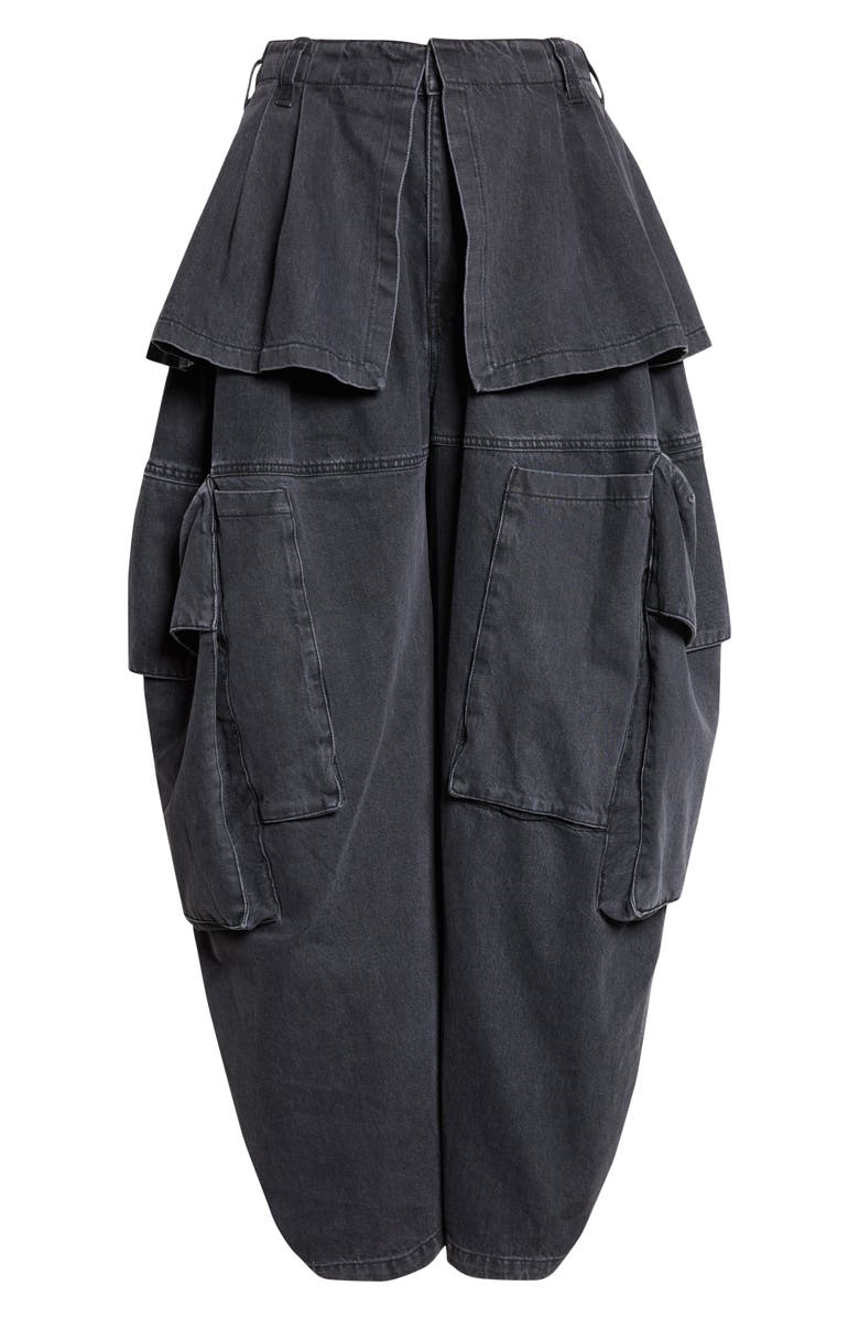 Collina Strada Hazel Skirt Panel Oversize Denim Cargo Pants, Main, color, Charcoal