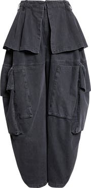 Collina Strada Hazel Skirt Panel Oversize Denim Cargo Pants
