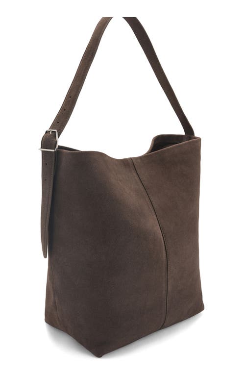 Mango Suede Shopper Bag In Medium Brown