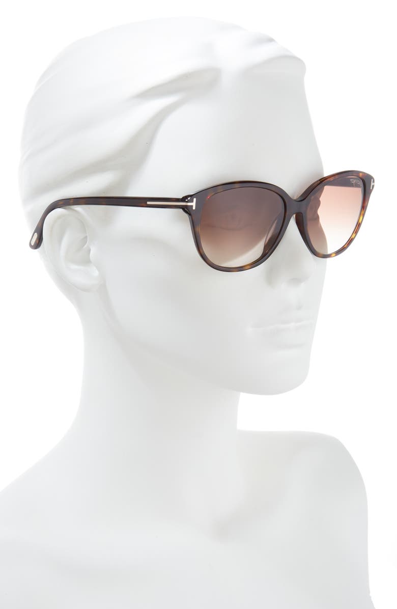 TOM FORD Karmen 57mm Gradient Round Sunglasses, Alternate, color, Havana/ Gradient Brown Lenses