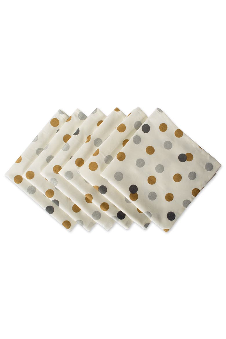 Metallic Print Cotton Napkin Set/6, Main, color, Confetti
