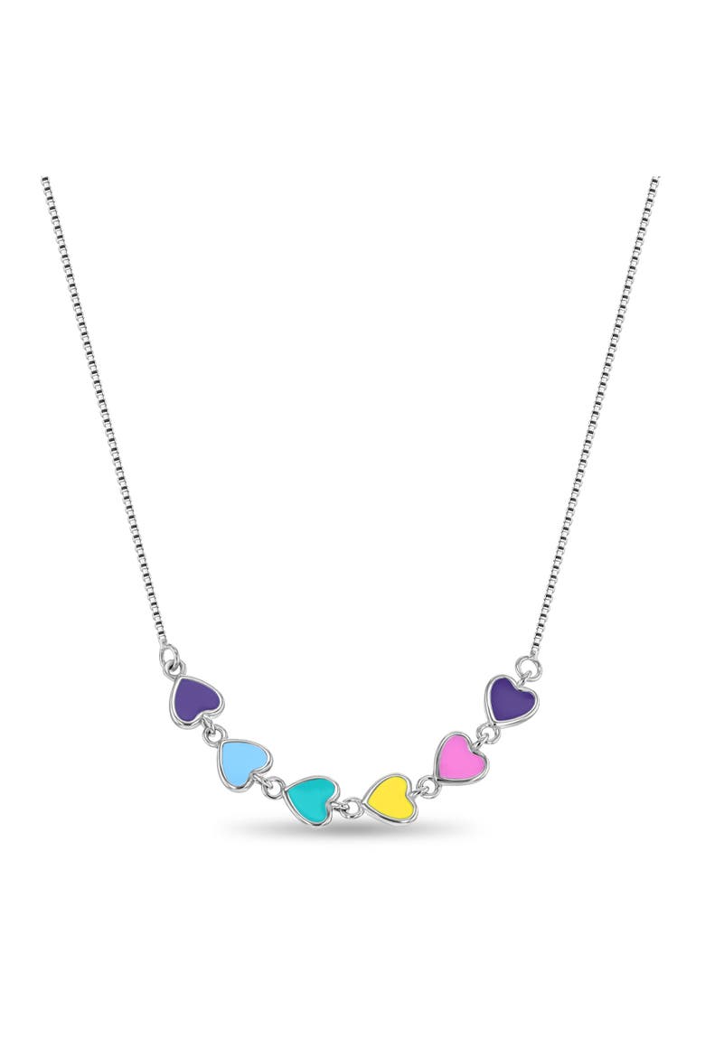 Rainbow Enamel Hearts Necklace, Main, color, Multi-Color