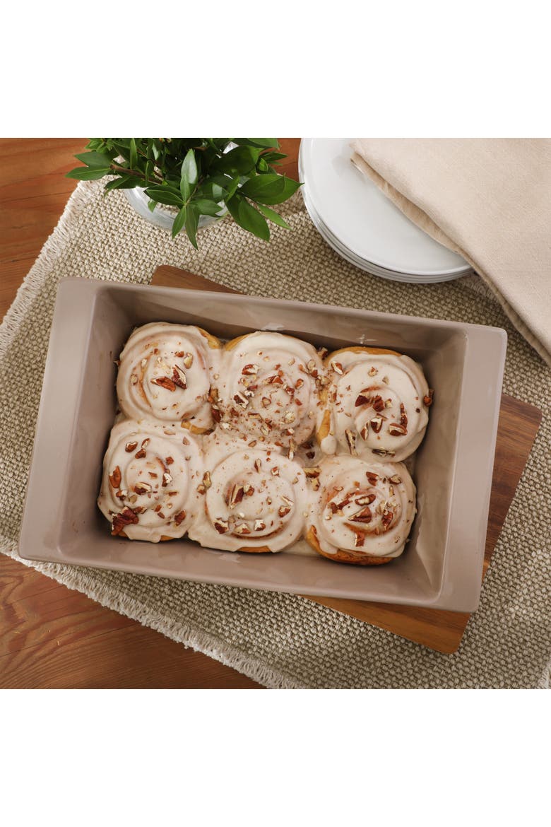 Gracious Dining Stoneware Baking Dish with Acacia Wood Lid, Oven Safe Baker, Alternate, color, Taupe