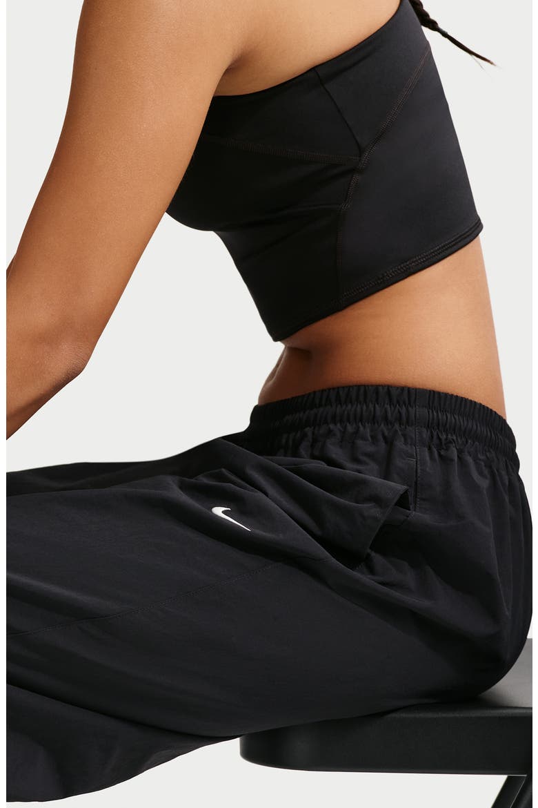 Sportswear Relaxed High Waist Woven Pants, Alternate, color, BLACK/ SAIL