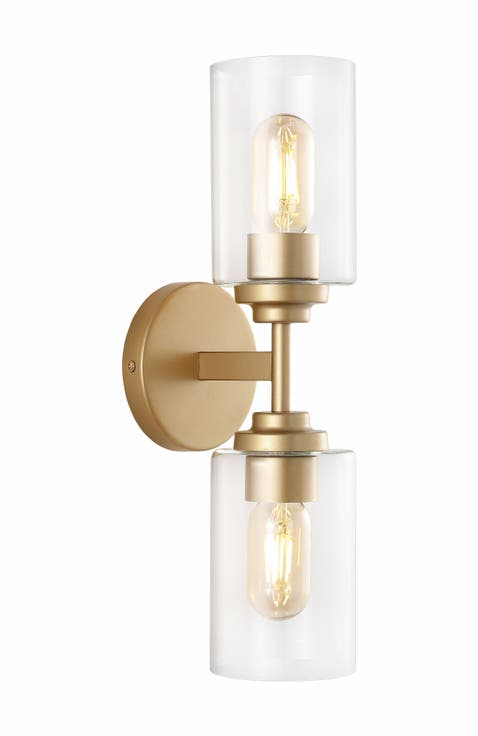 Giles 2-Light Farmhouse Industrial Iron Cylinder LED Sconce
