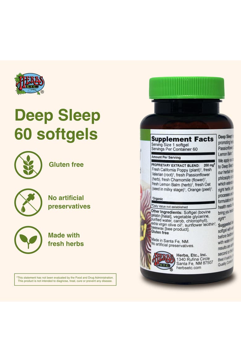 Deep Sleep Softgels - Herbal Sleep Support Supplement - Rest & Calming Support with Passionflower, Chamomile & Lemon Balm - 60 Softgels, Alternate, color, No Color