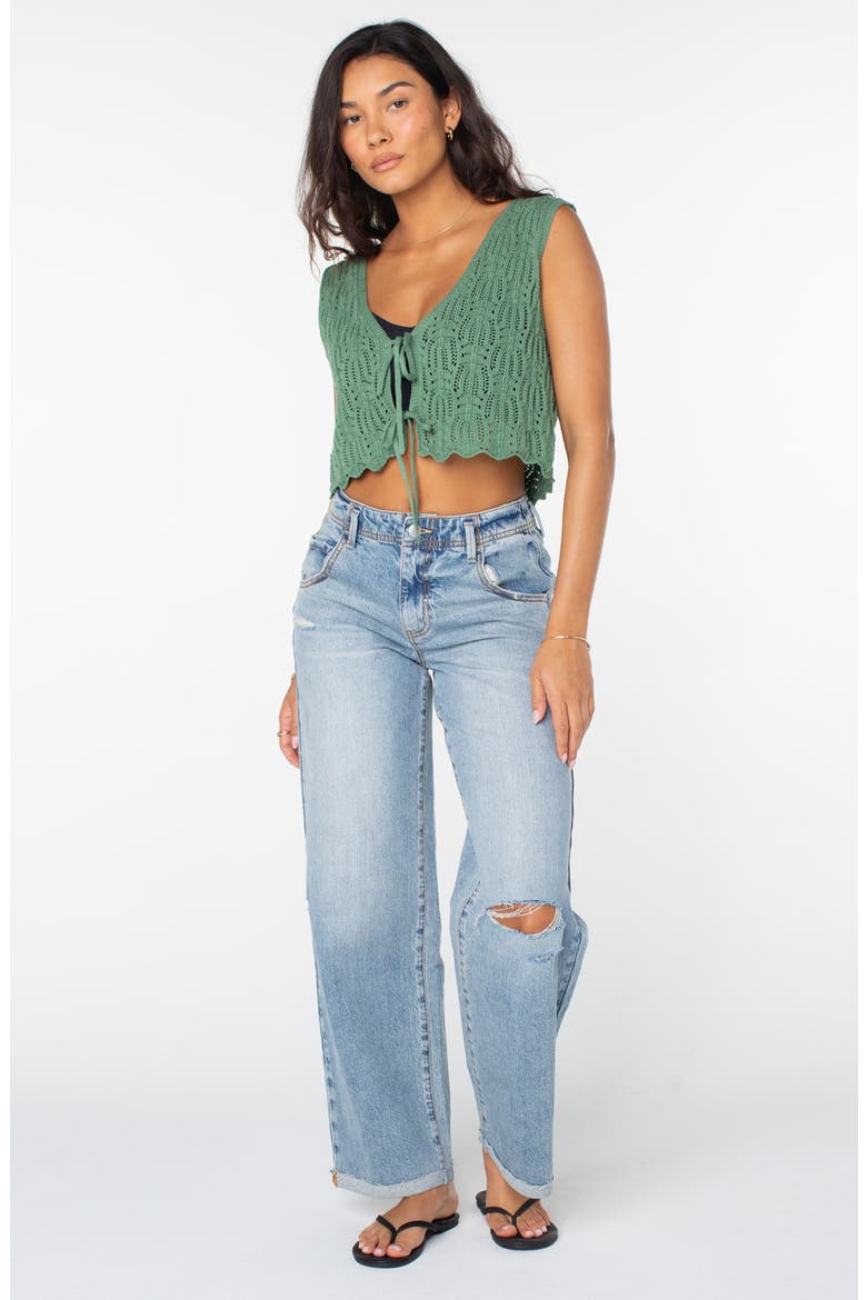 Beach Bound Cotton Crop Sweater Vest, Alternate, color, LODEN FROST SOLID