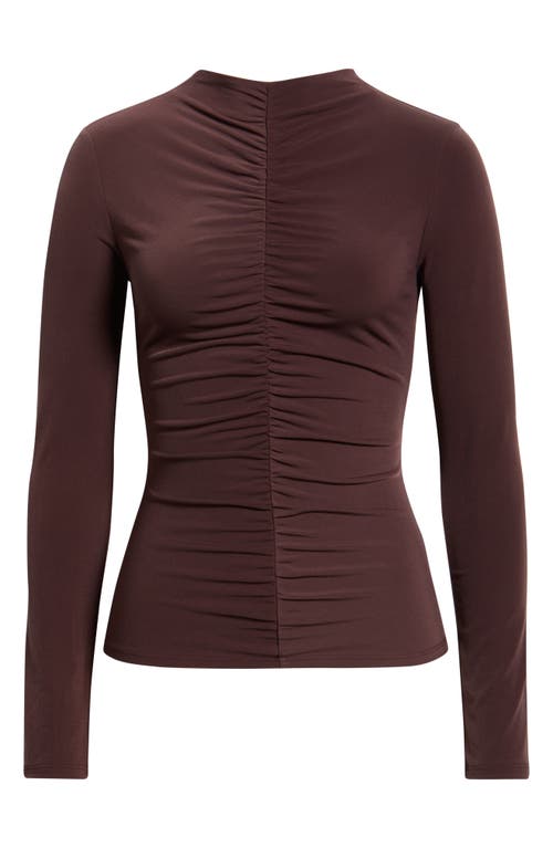 Open Edit Shirred Mock Neck Top In Animal Print