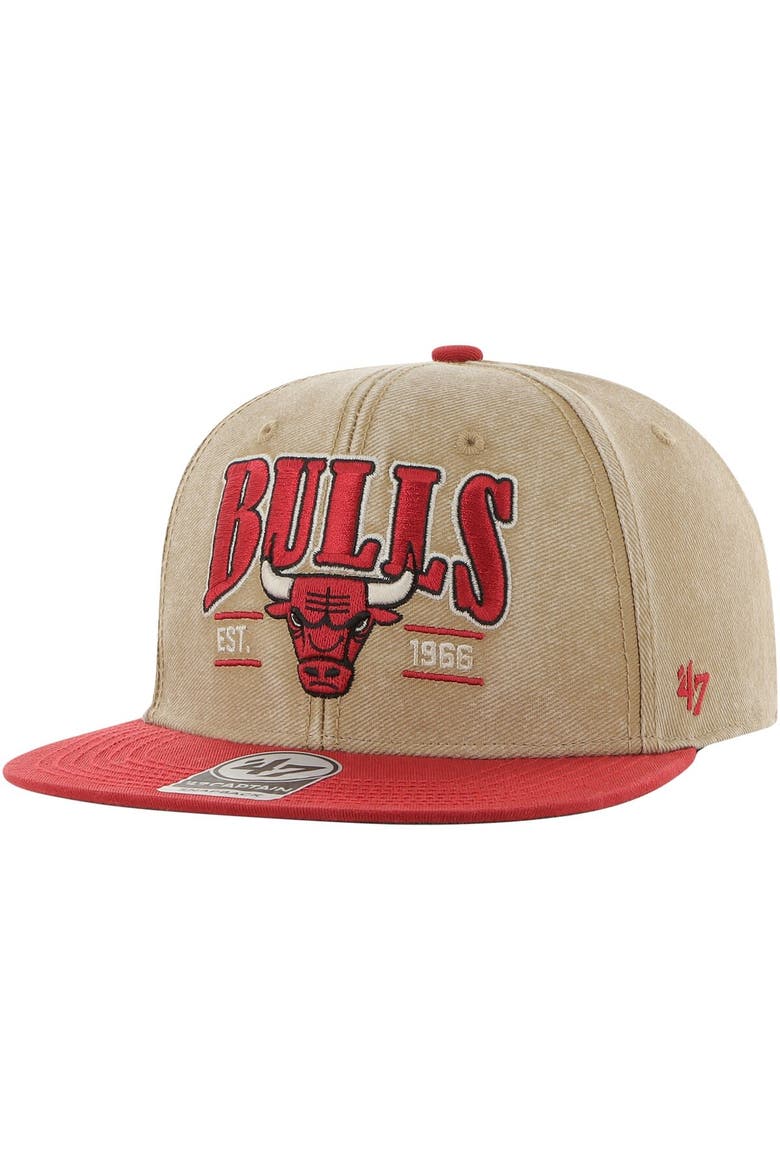 Men's '47 Khaki/Red Chicago Bulls Chilmark Captain Snapback Hat, Main, color, Khaki