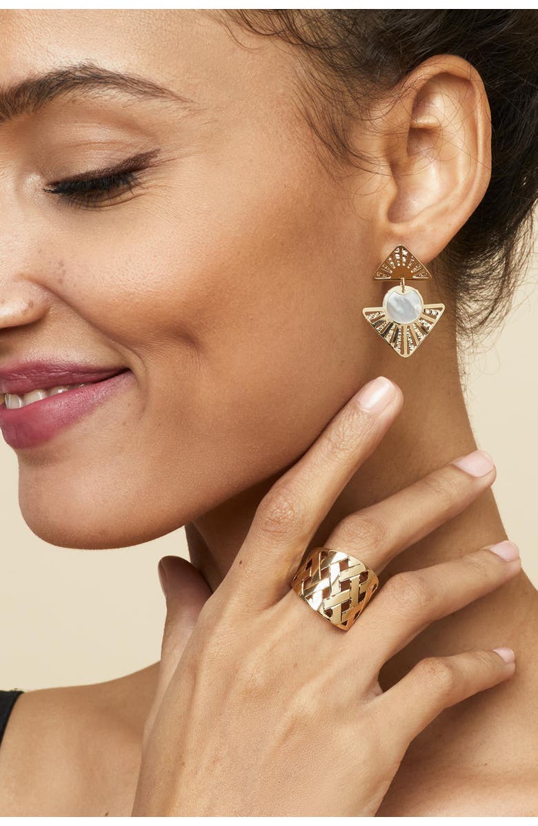 Oradina 14K Yellow Gold Basket Weave Ring, Alternate, color, Yellow Gold