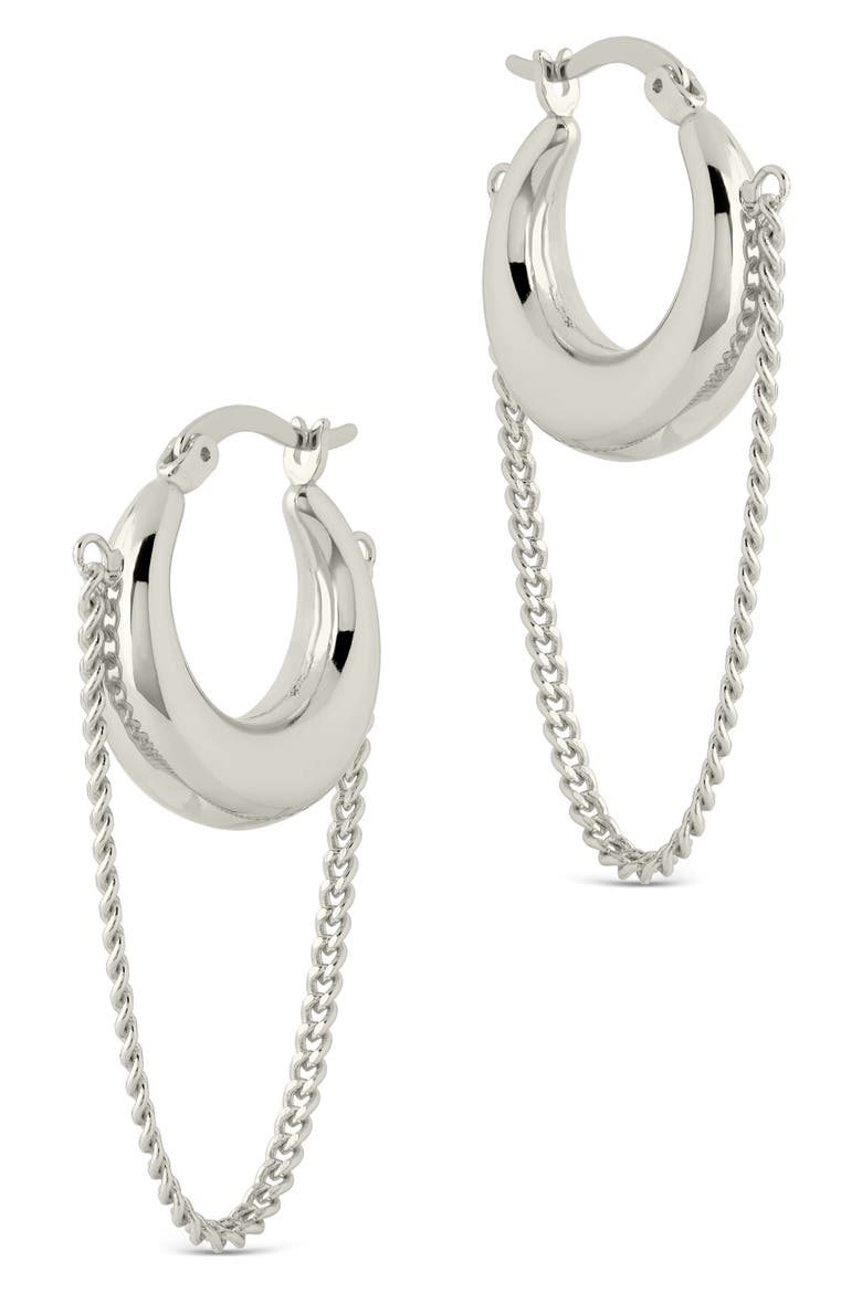 Mackenzie Chain Drop Hoop Earrings, Alternate, color, SILVER