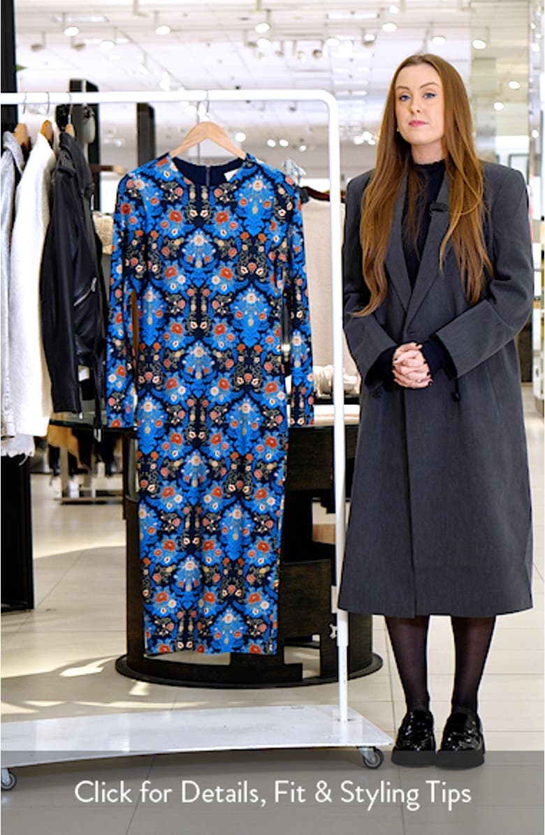 Floral Long Sleeve Jersey Dress, sales video thumbnail