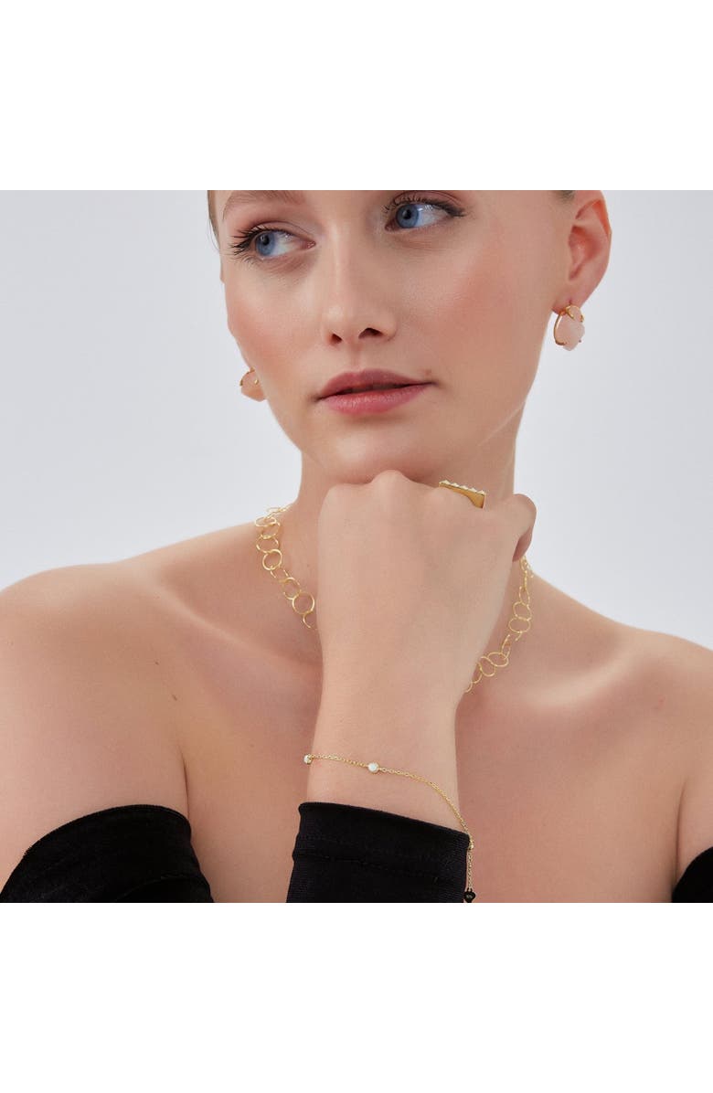 Spero London White Opal Sterling Silver Bracelet in Gold, Alternate, color, Gold