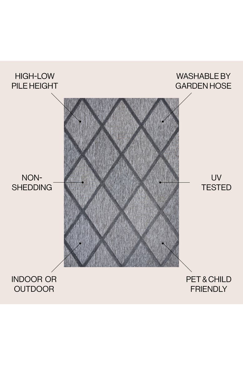 Salines Diamond Trellis Indoor/Outdoor Area Rug, Alternate, color, Dark Gray