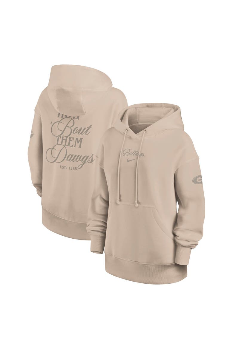 Women's Nike Tan Georgia Bulldogs Neutral Stance Phoenix Fleece Oversized Hoodie, Alternate, color, Tan