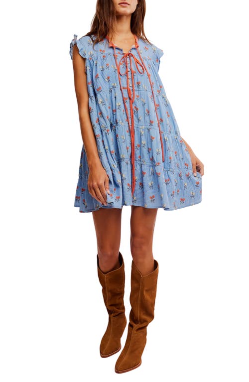 Free People Sundown Print Tunic Dress In Allure Blue Combo