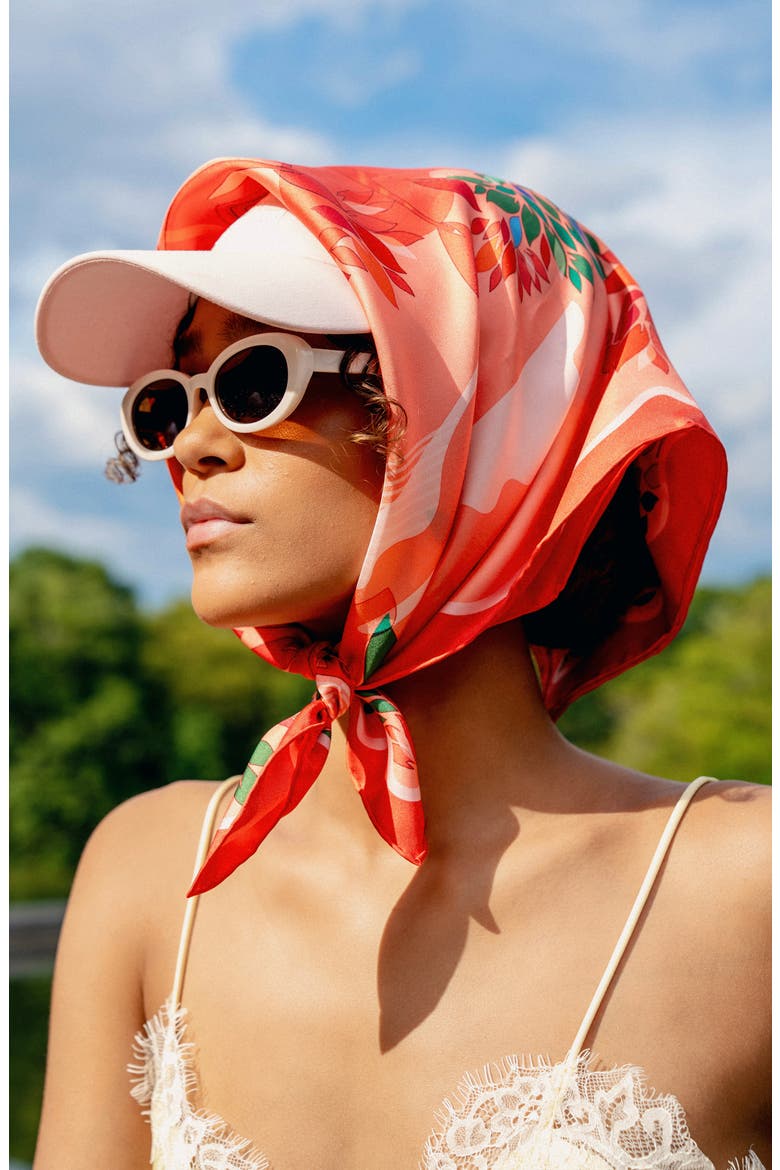 Double Sided Silk Scarf Crossing Red, Alternate, color, Red