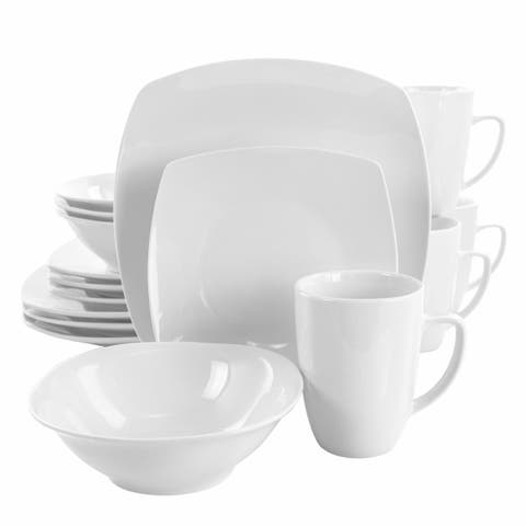 Bishop 16 Piece Soft Square Porcelain Dinnerware Set