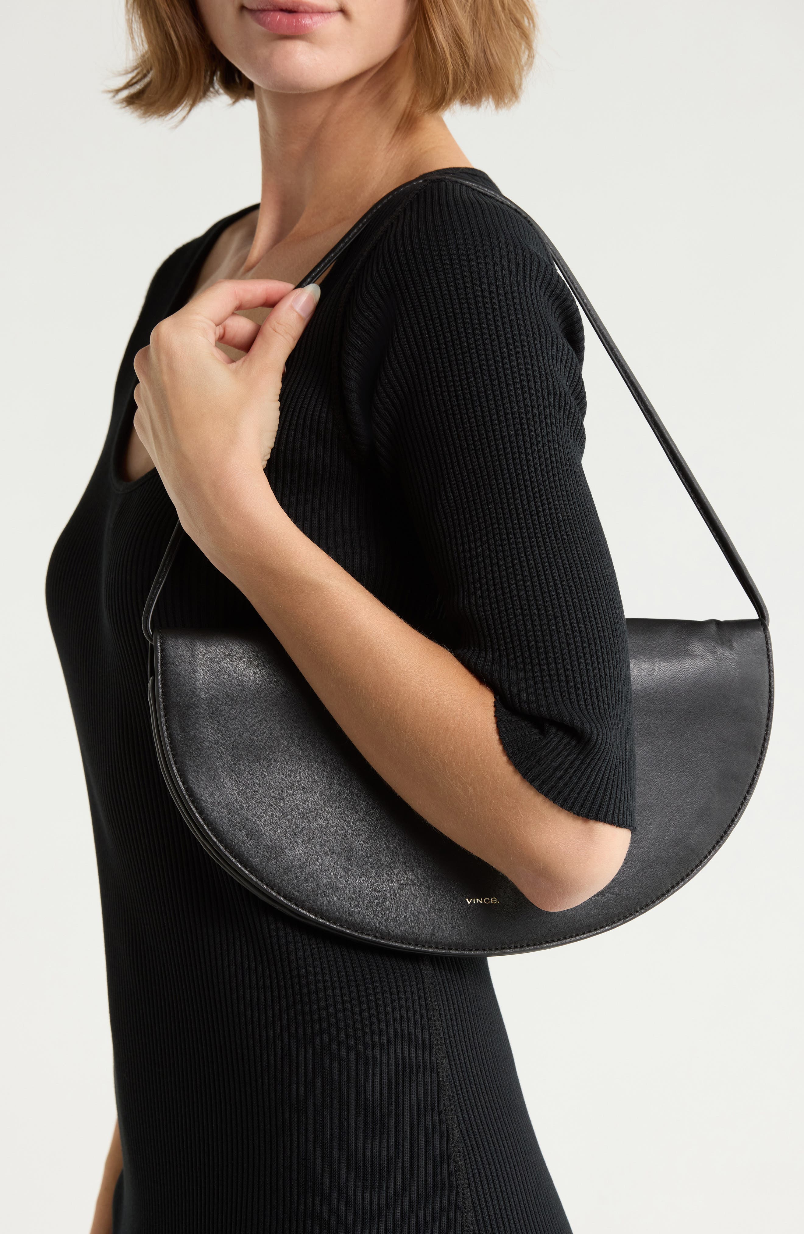 Arca Leather Clutch, Alternate, color, BLACK