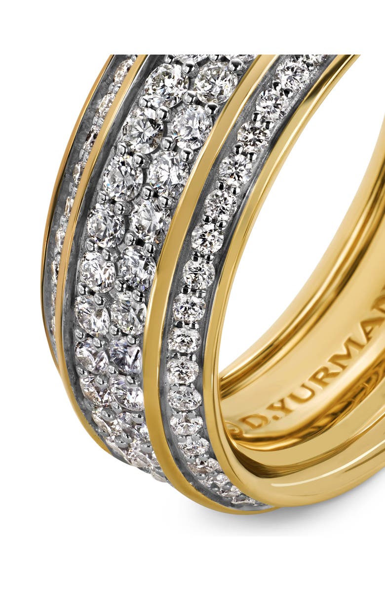 David Yurman Beveled 18K Gold Band Ring with Pavé Diamonds, Alternate, color, Gold/ Diamond