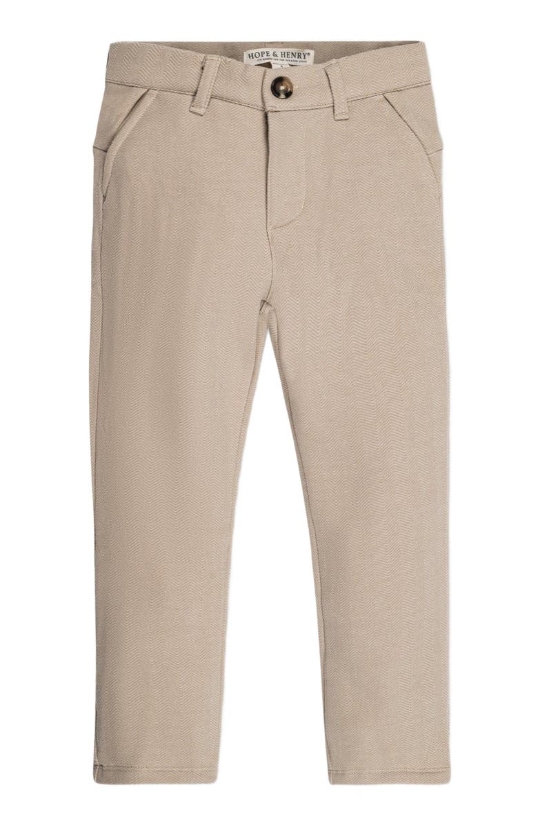 Hope & Henry Boys' Fleece Suit Pant, Toddler, Main, color, Taupe Herringbone Fleece