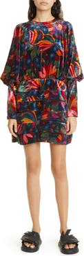 FARM Rio Banana Sky Long Sleeve Velvet Dress