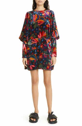 Banana Sky Long Sleeve Velvet Dress