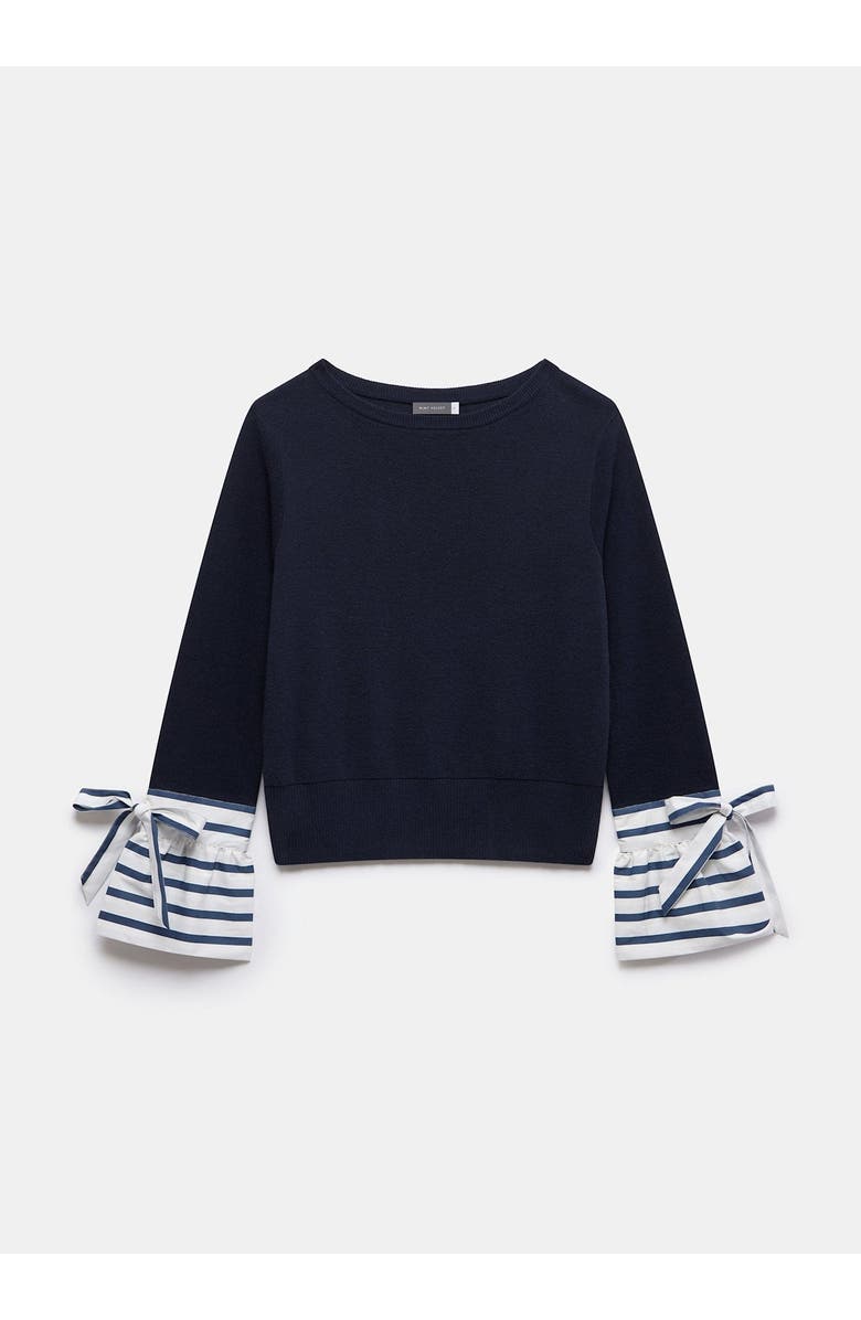 MINT VELVET Cotton Blend Striped Cuff Sweater, Alternate, color, Navy