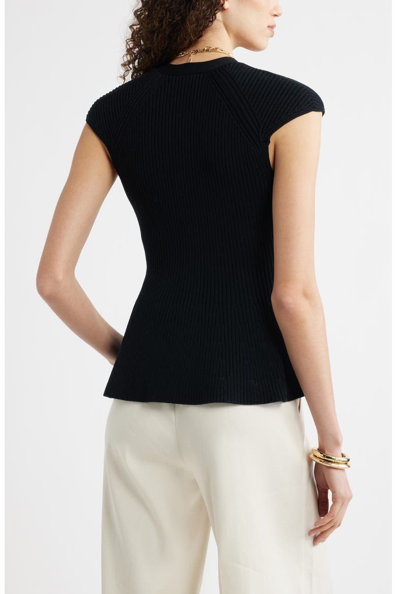 Rib Peplum Top, Alternate, color, BLACK